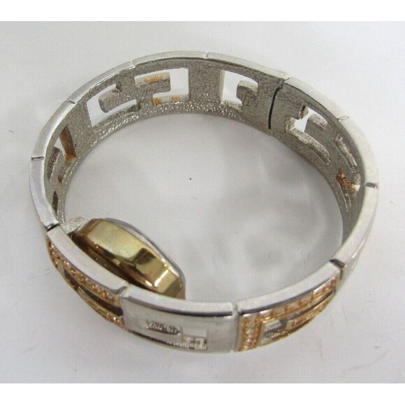 Guess Wrist Watch Vintage Goldtone Silver Rhinestone G Bangle Hidden Face Quartz main image 8